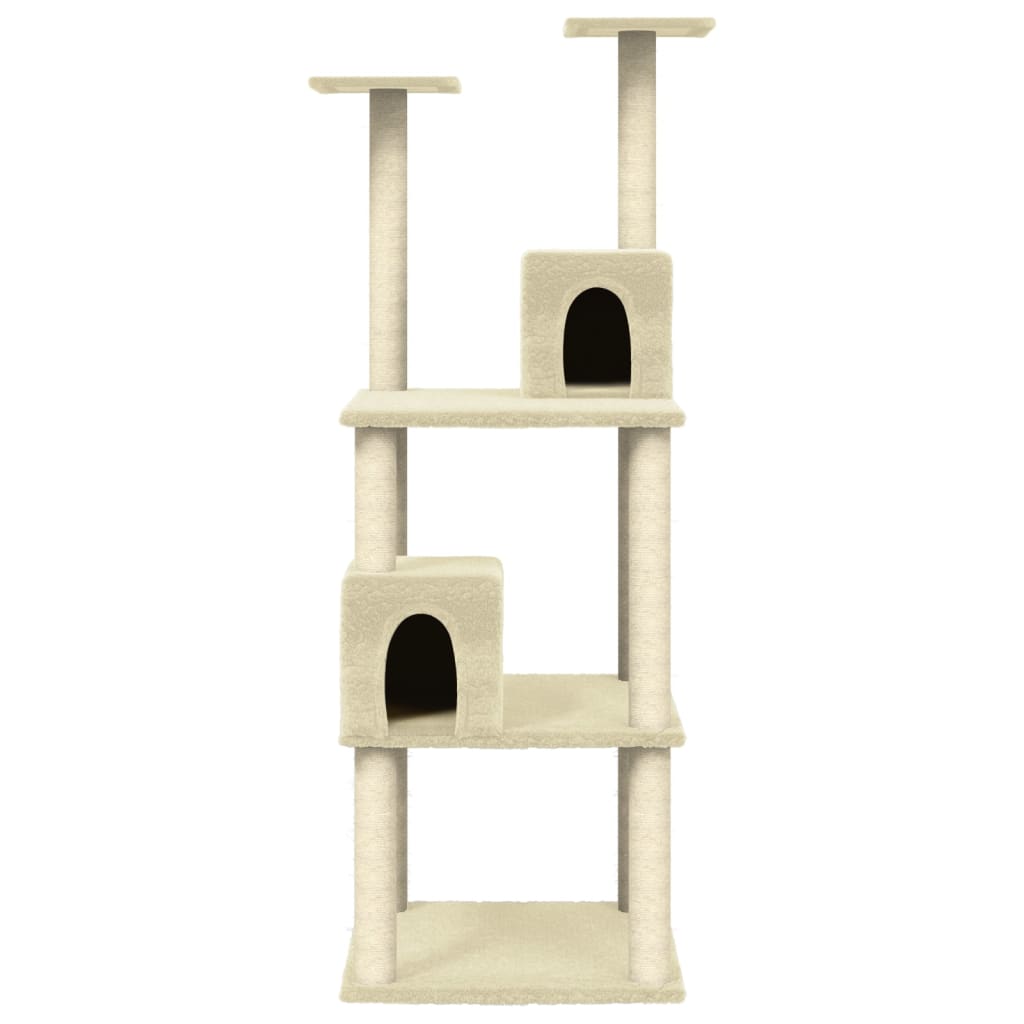 vidaXL Árvore para gatos c/ postes arranhadores sisal 141 cm cor creme