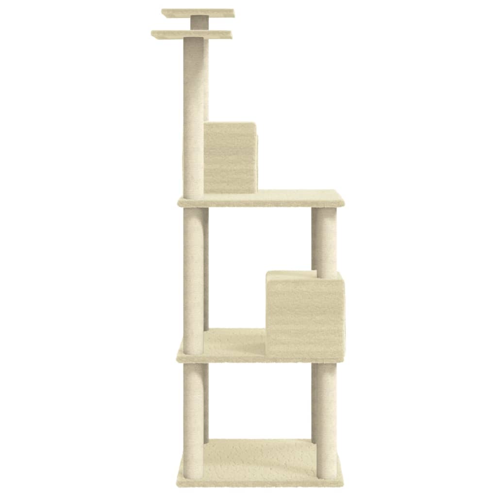 vidaXL Árvore para gatos c/ postes arranhadores sisal 141 cm cor creme