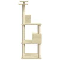vidaXL Árvore para gatos c/ postes arranhadores sisal 141 cm cor creme