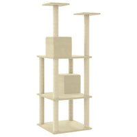 vidaXL Árvore para gatos c/ postes arranhadores sisal 141 cm cor creme