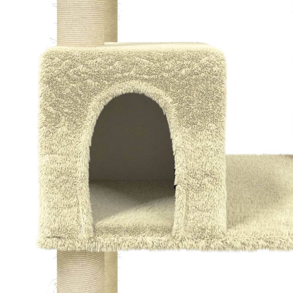 vidaXL Árvore para gatos c/ postes arranhadores sisal 141 cm cor creme