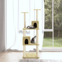vidaXL Árvore para gatos c/ postes arranhadores sisal 141 cm cor creme