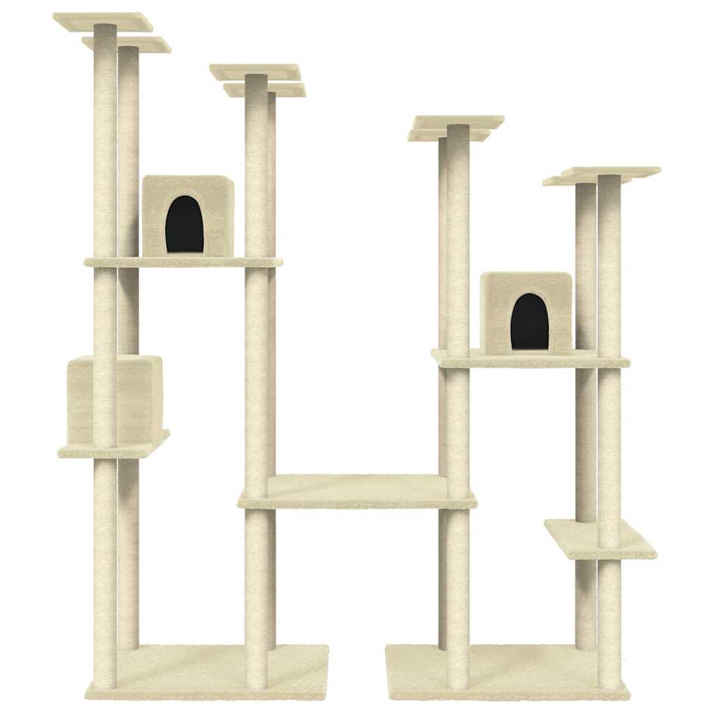 vidaXL Árvore p/ gatos c/ postes arranhadores sisal 174 cm cinza-claro