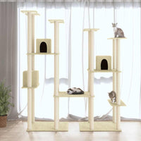 vidaXL Árvore p/ gatos c/ postes arranhadores sisal 174 cm cinza-claro