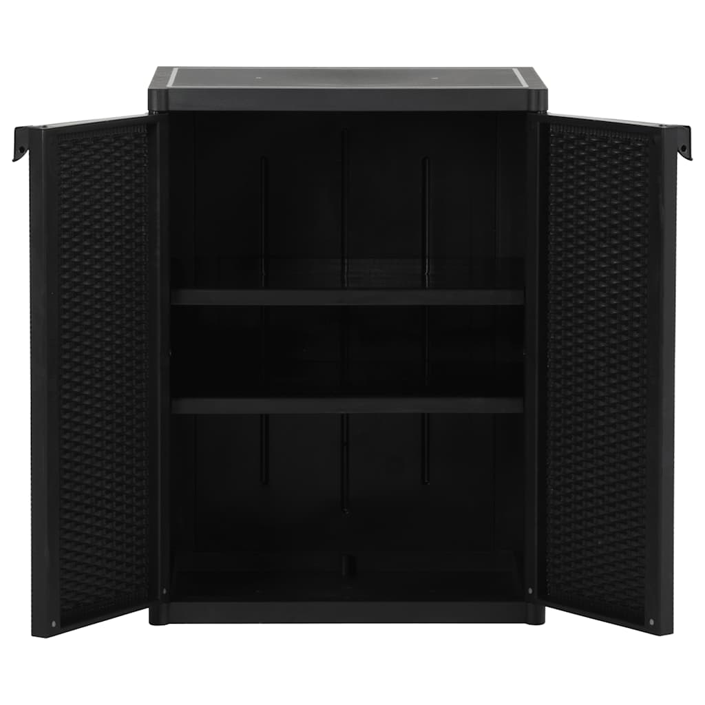 vidaXL Móvel de arrumação para jardim 65x45x88 cm vime PP preto