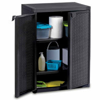 vidaXL Móvel de arrumação para jardim 65x45x88 cm vime PP preto