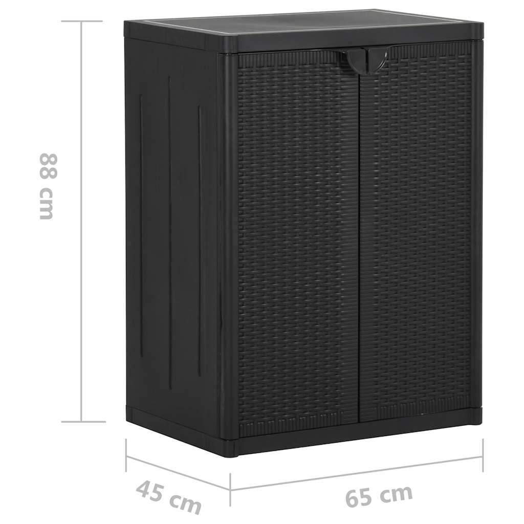vidaXL Móvel de arrumação para jardim 65x45x88 cm vime PP preto