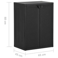 vidaXL Móvel de arrumação para jardim 65x45x88 cm vime PP preto