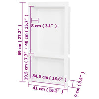 Habitáculo chuveiro c/ 2 compartim. 41x69x9 cm branco brilhante