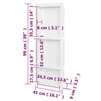 Habitáculo chuveiro c/ 3 compartim. 41x99x9 cm branco brilhante