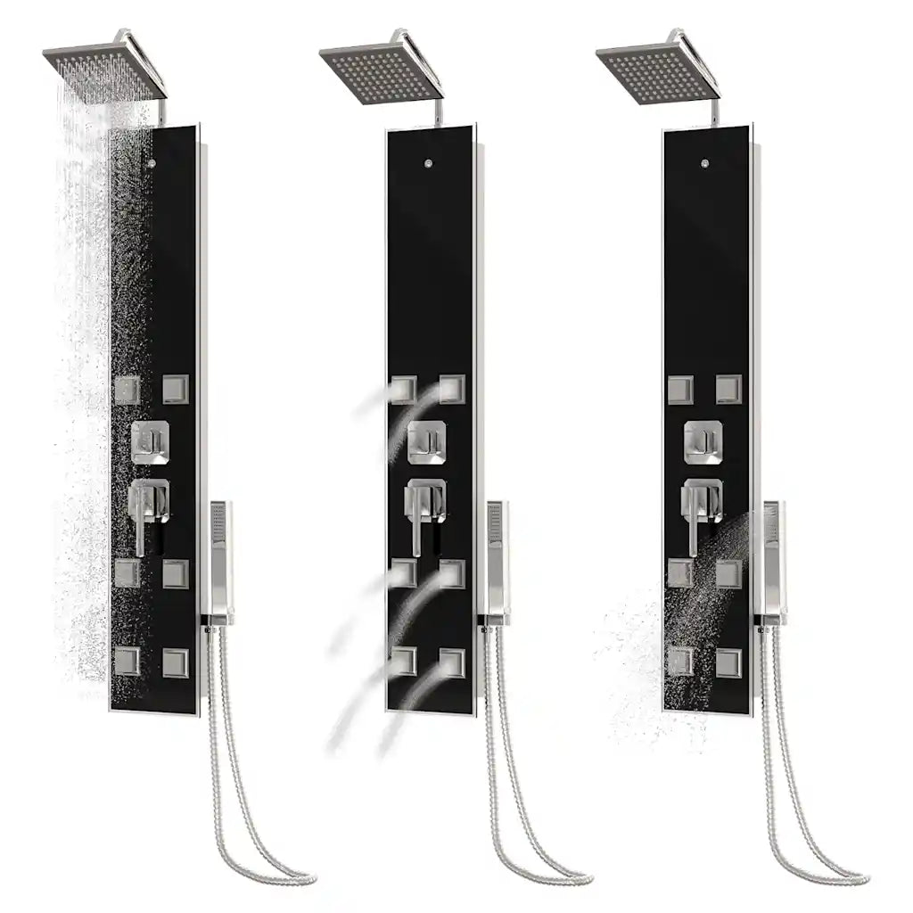 Coluna de duche vidro 18x45,5x130 cm preto