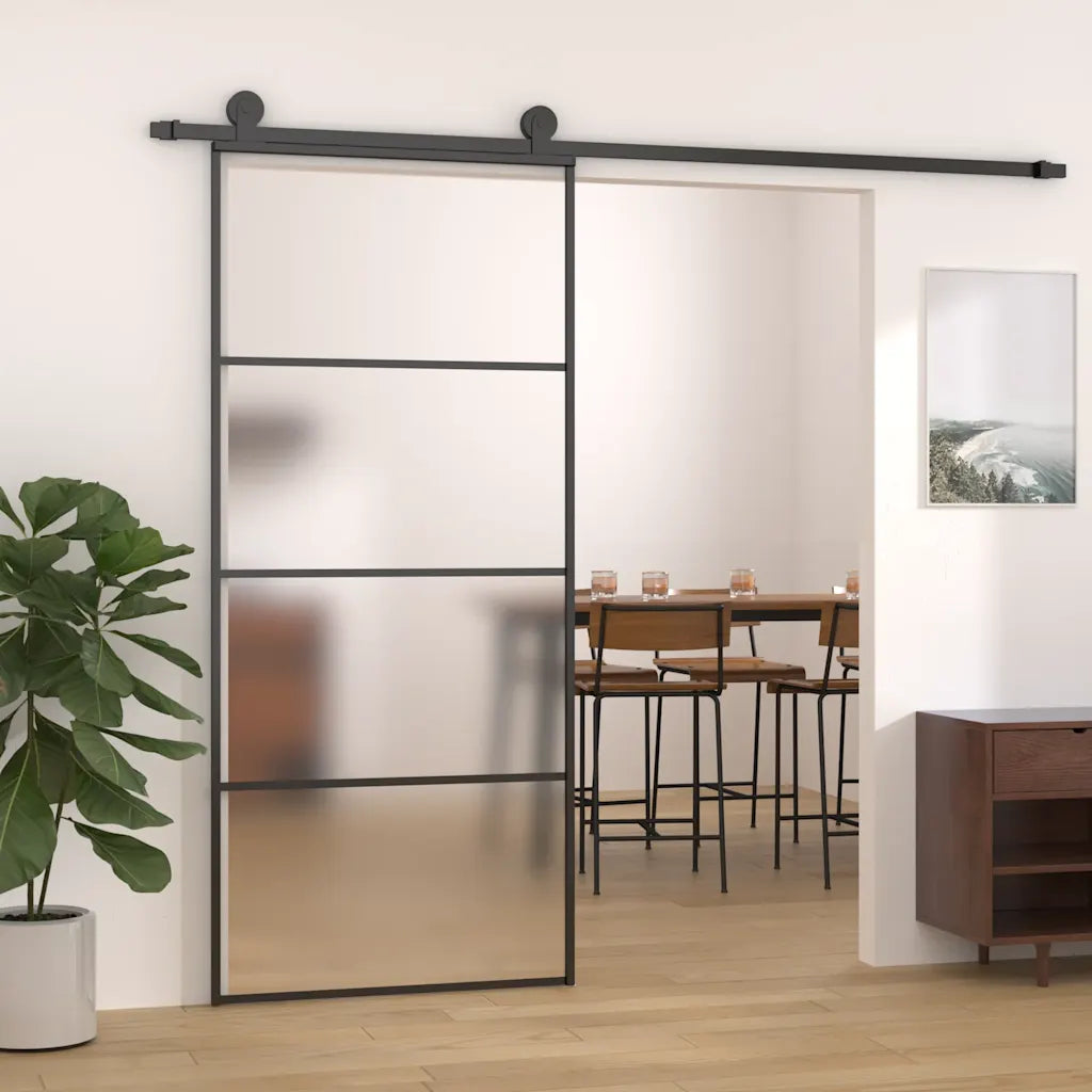 Porta deslizante vidro ESG fosco e alumínio 90x205 cm