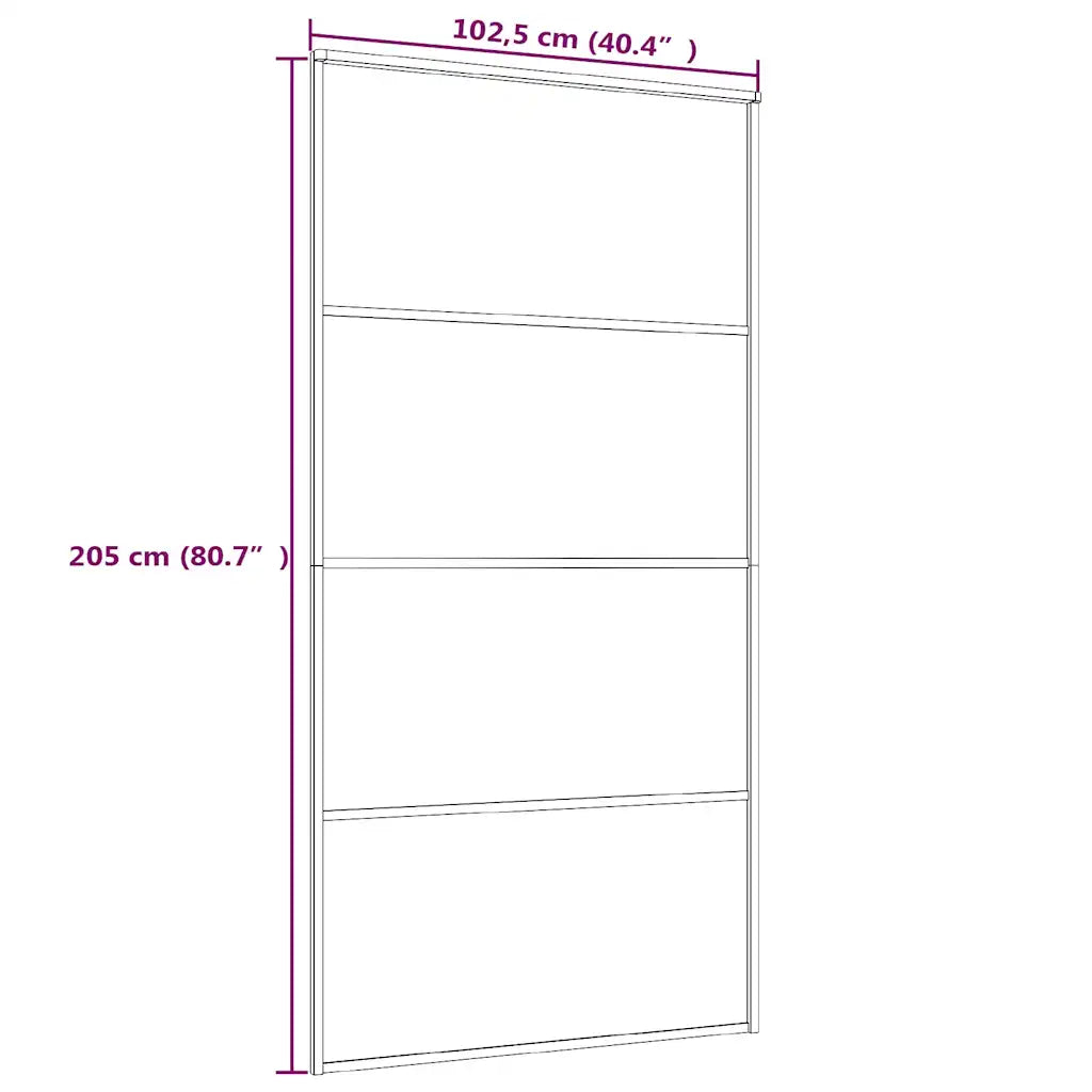 Porta deslizante vidro ESG fosco e alumínio 102,5x205 cm