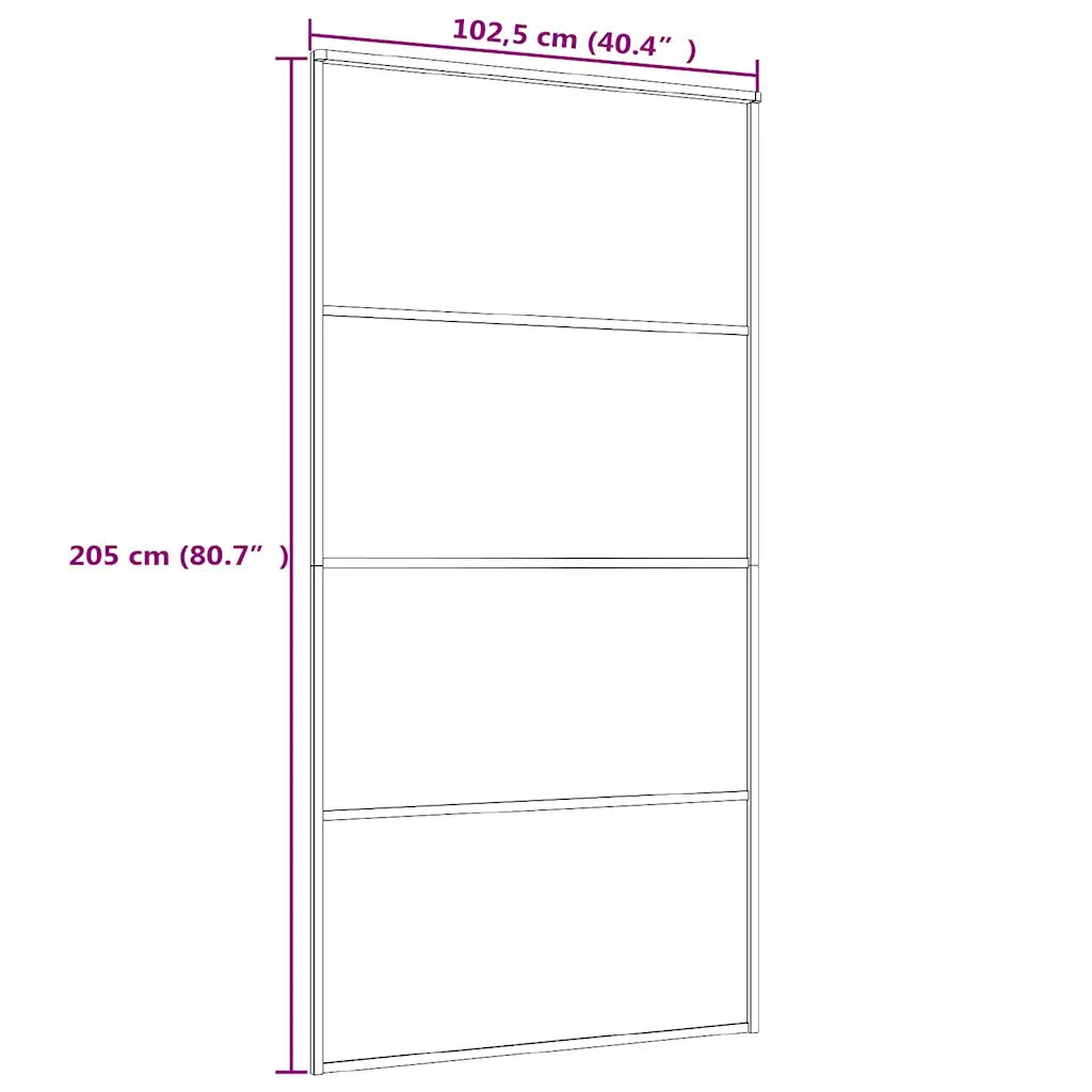 Porta deslizante vidro ESG fosco e alumínio 102,5x205 cm