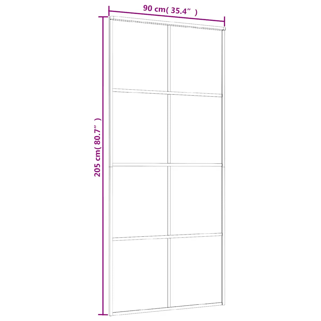 Porta deslizante vidro ESG fosco e alumínio 90x205 cm