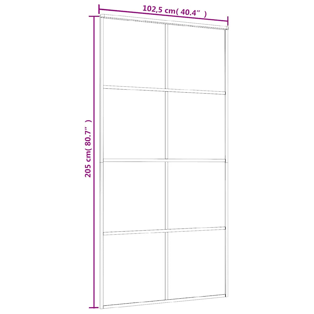 Porta deslizante em vidro ESG e alumínio 102,5x205 cm