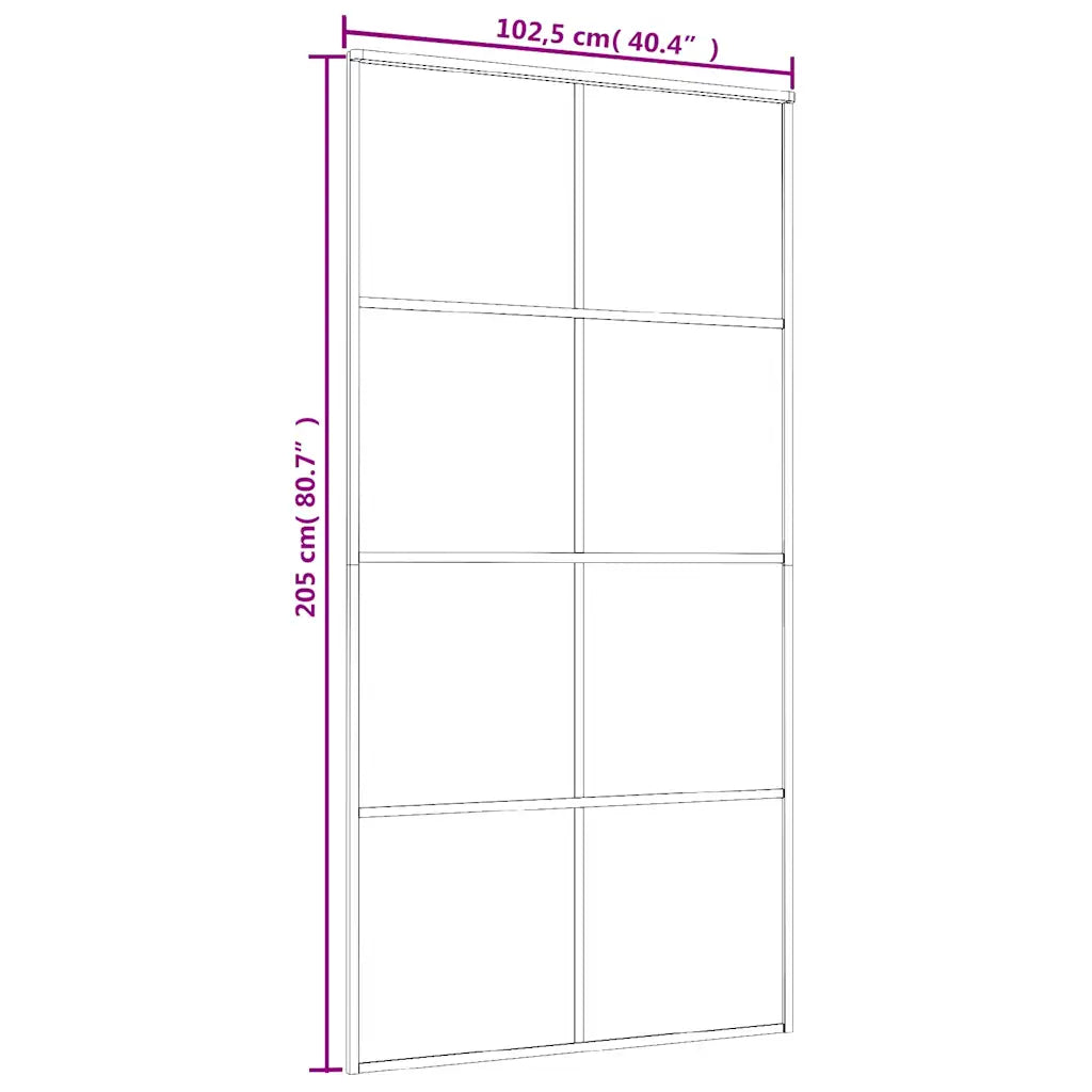 Porta deslizante vidro ESG fosco e alumínio 102,5x205 cm
