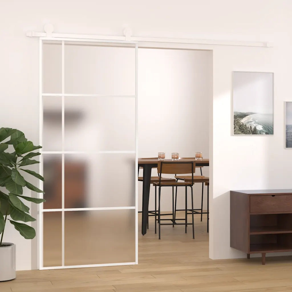 Porta deslizante vidro ESG fosco e alumínio 90x205 cm