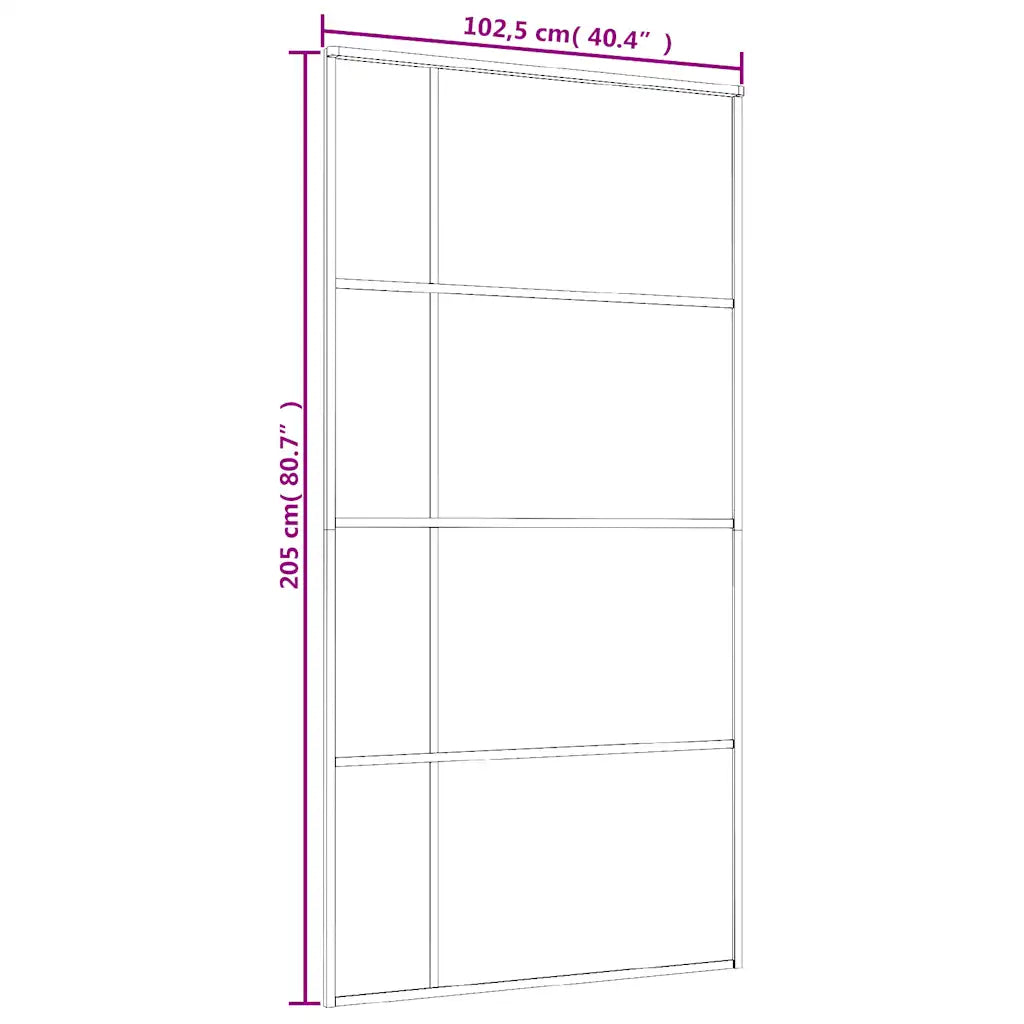 Porta deslizante vidro ESG fosco e alumínio 102,5x205 cm