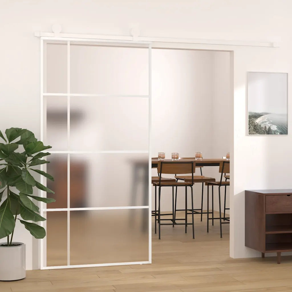 Porta deslizante vidro ESG fosco e alumínio 102,5x205 cm