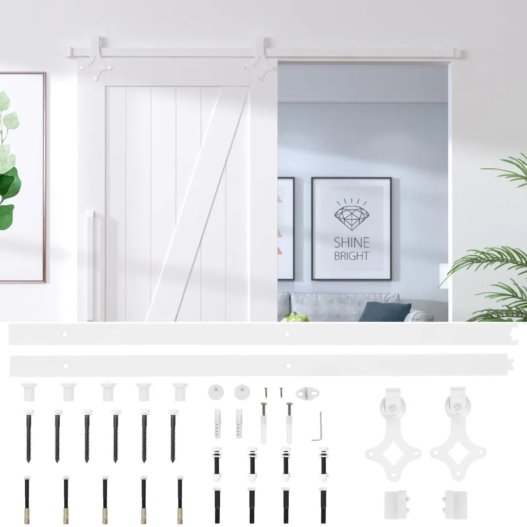 Kit de ferragens para porta deslizante  aço branco