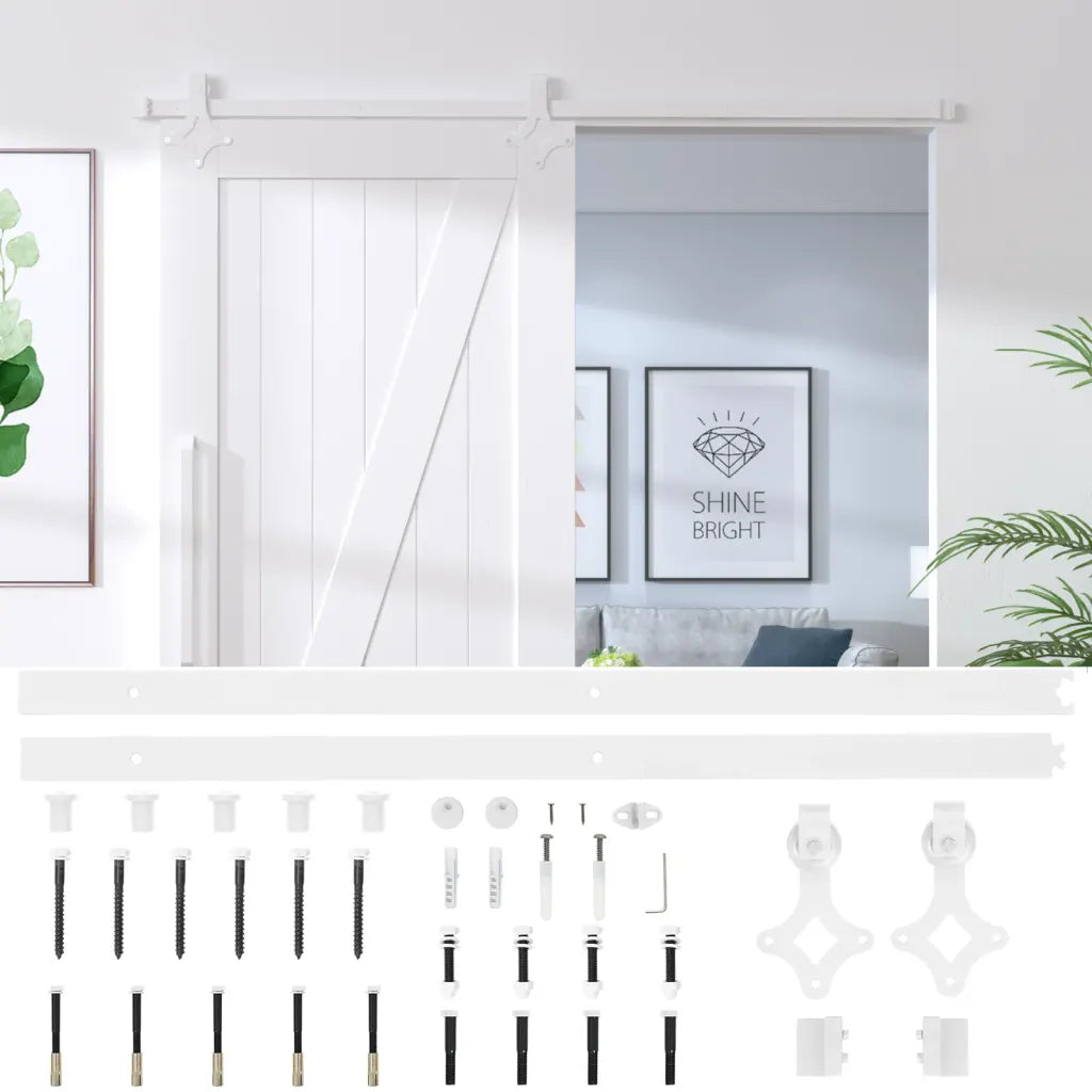 Kit de ferragens para porta deslizante  aço branco