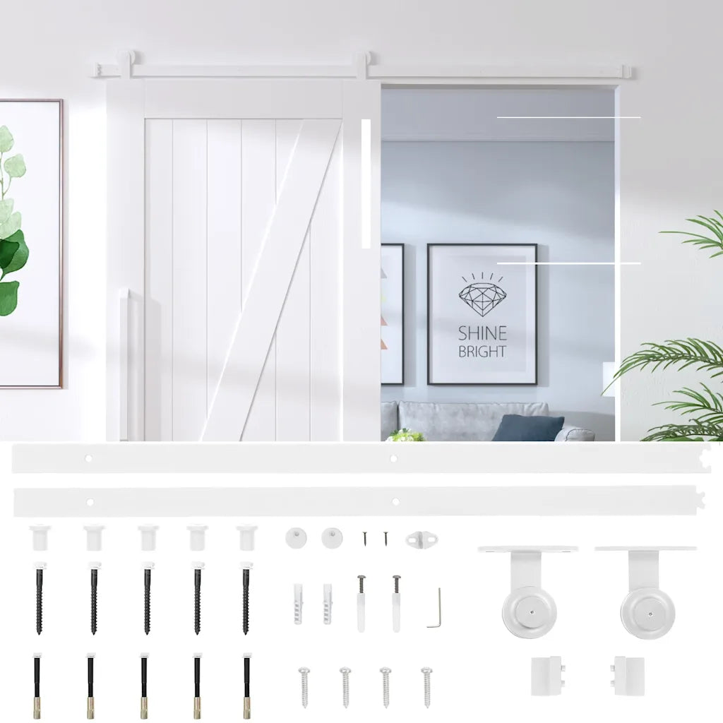 Kit de ferragens para porta deslizante  aço branco