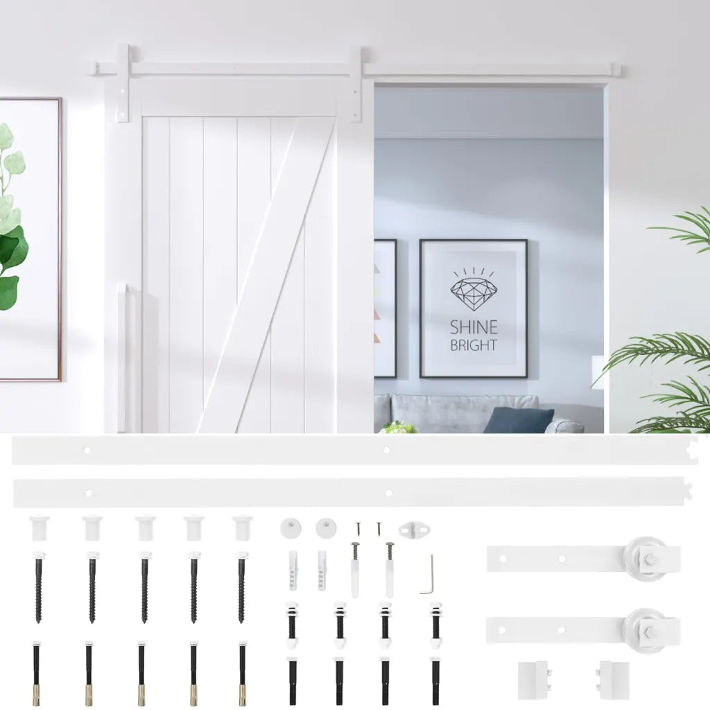 Kit de ferragens para porta deslizante  aço branco