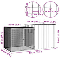 vidaXL Galinheiro 200x91x100 cm aço galvanizado antracite