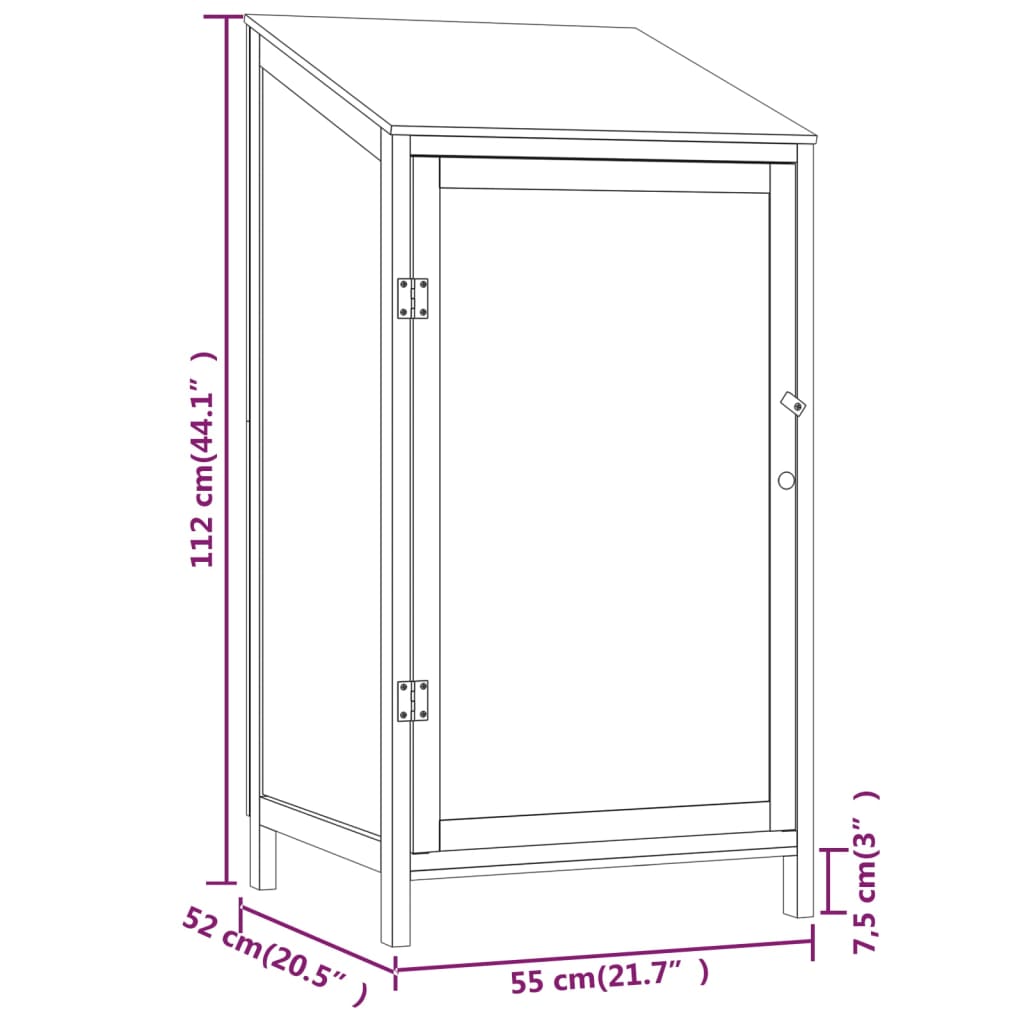 vidaXL Abrigo de jardim 55x52x112 cm madeira de abeto maciça