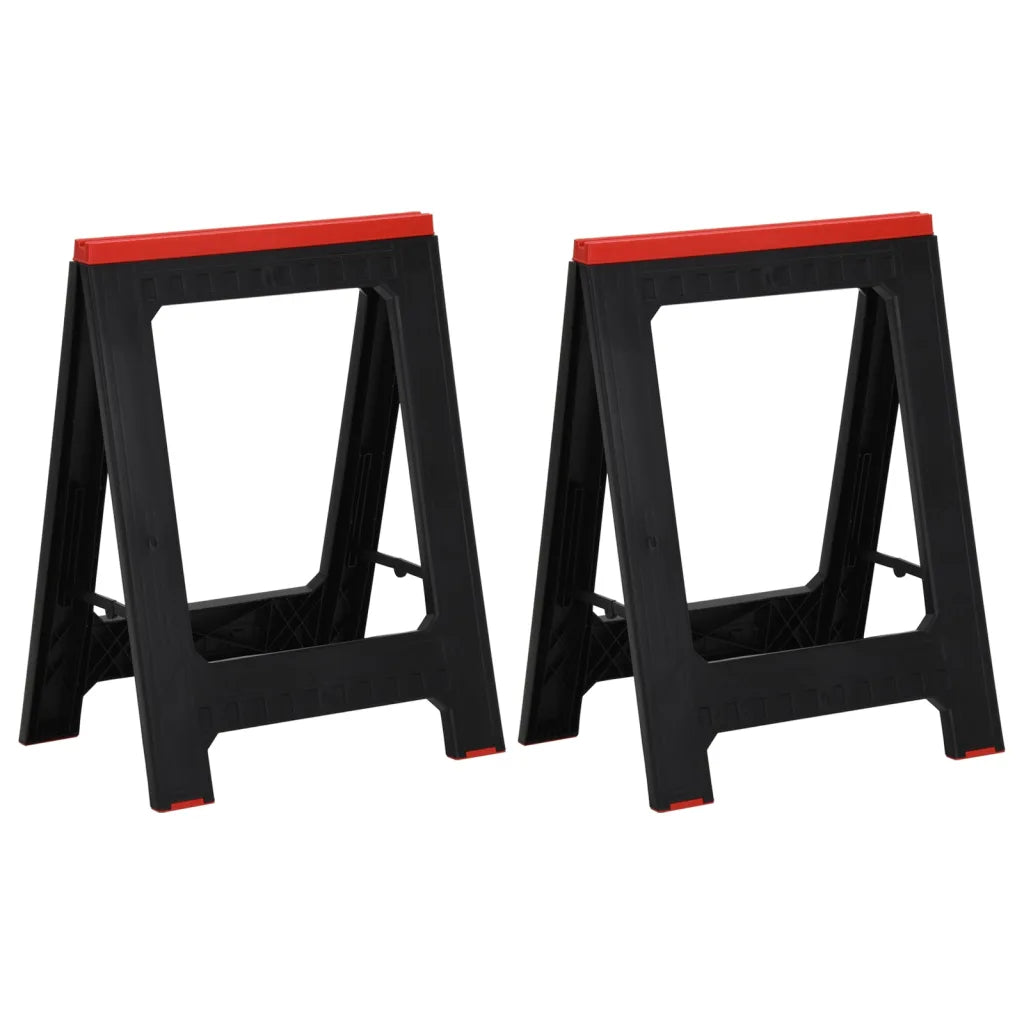 Cavaletes dobráveis 2 pcs 350 kg polipropileno  e vermelho