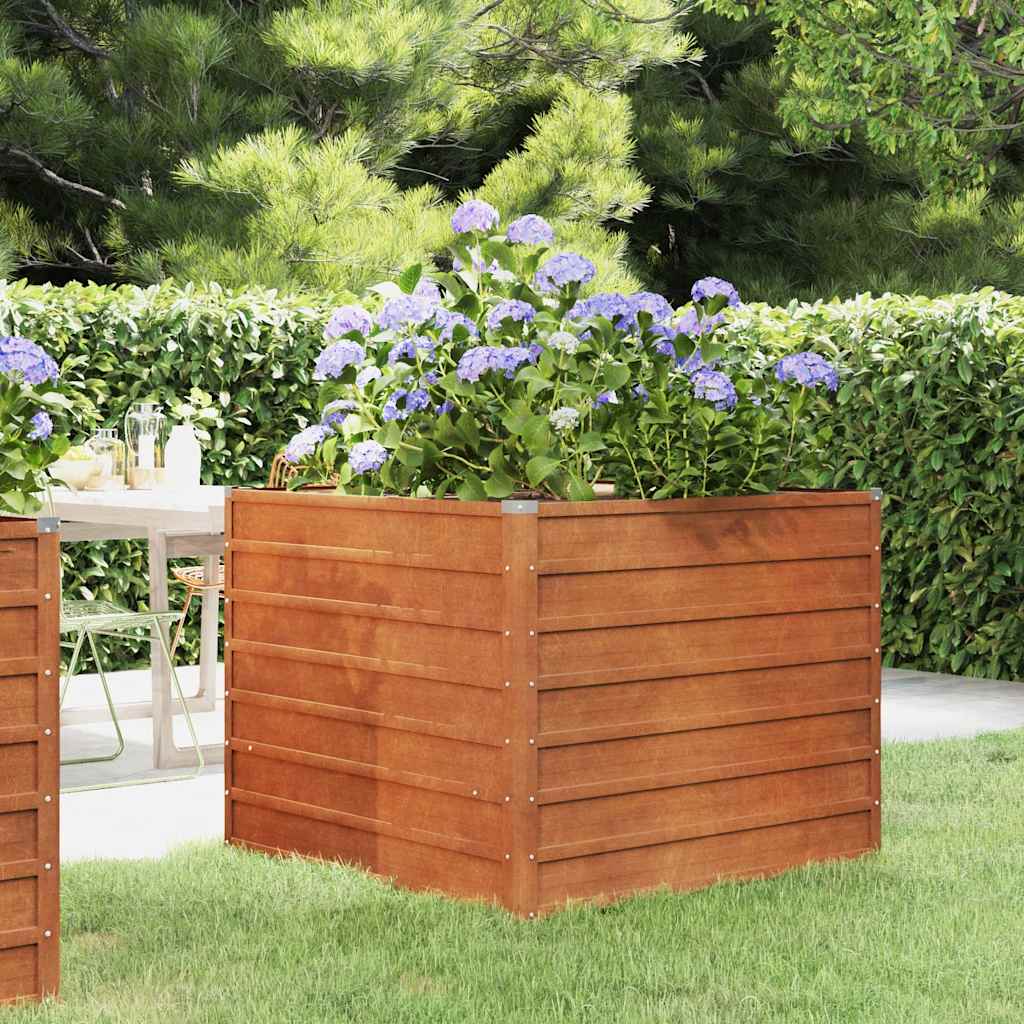 vidaXL Canteiro de jardim 100x100x77 cm aço corten cor enferrujado