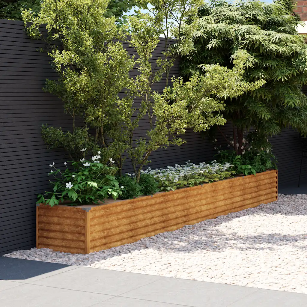 Canteiro elevado de jardim 386x50x36 cm Aço Corten