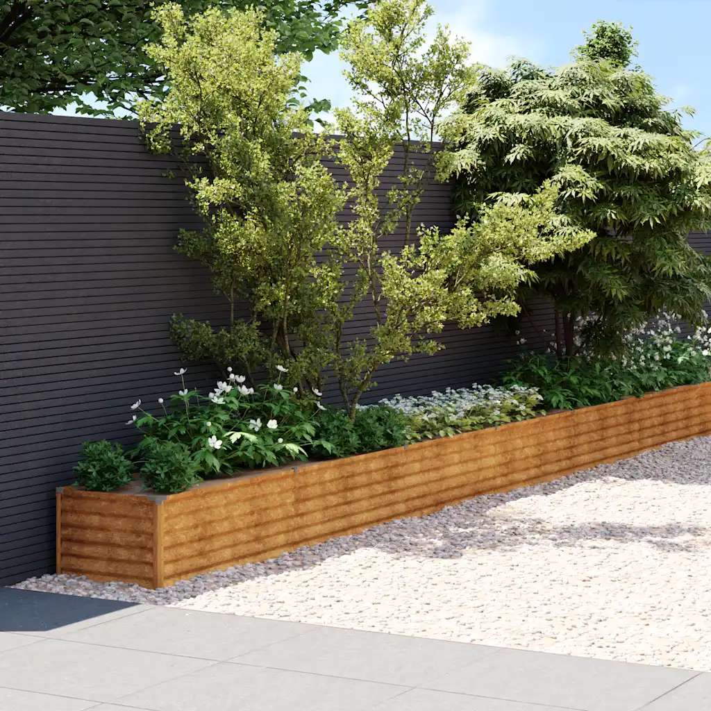 Canteiro elevado de jardim 960x50x36 cm aço corten