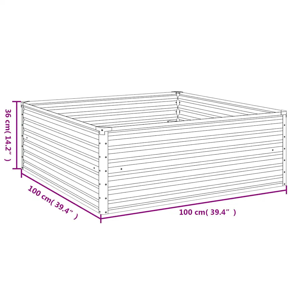 Canteiro elevado de jardim 100x100x36 cm aço corten