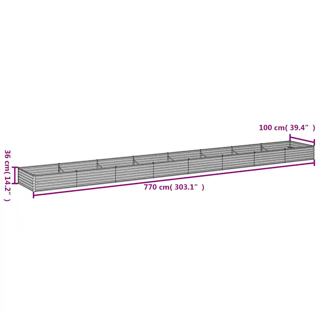 Canteiro elevado de jardim 770x100x36 cm aço corten