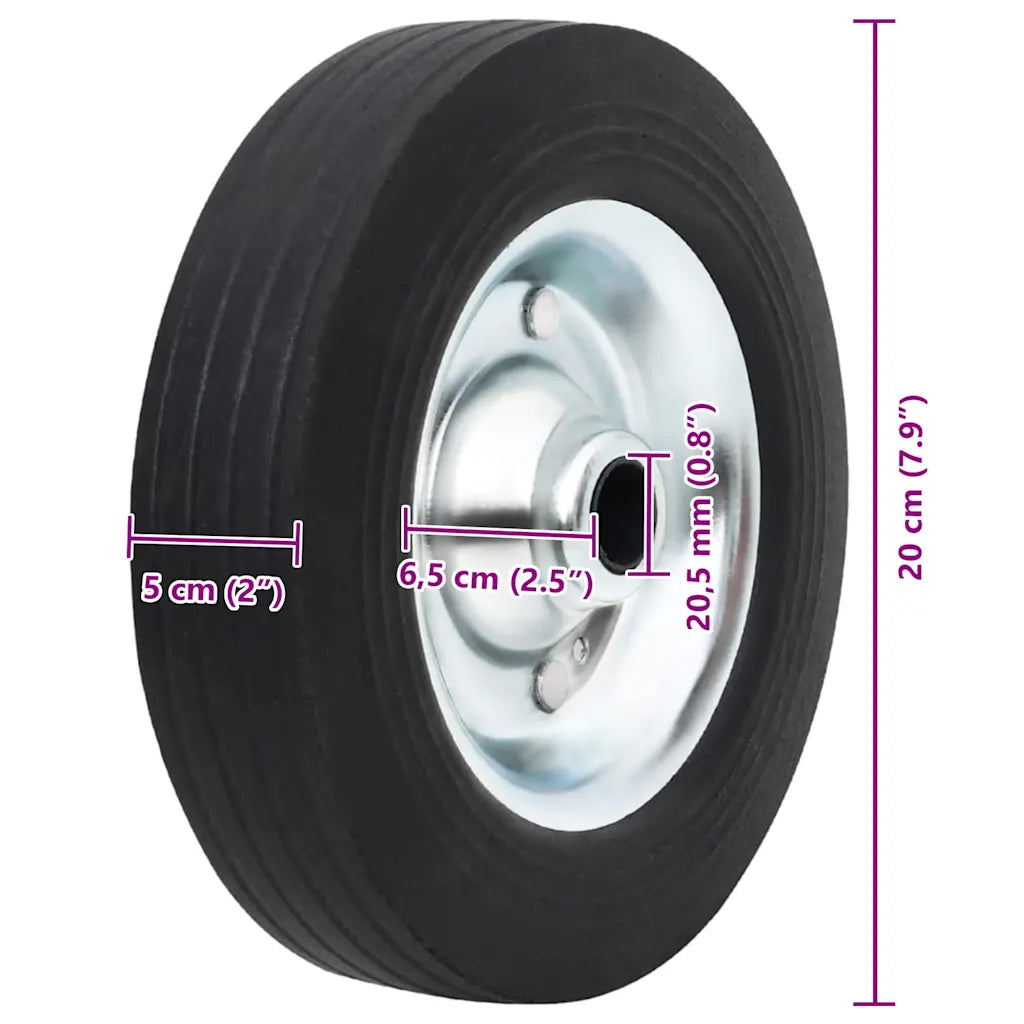 Roda para roda jóquei Ø20x5 cm borracha maciça e aço