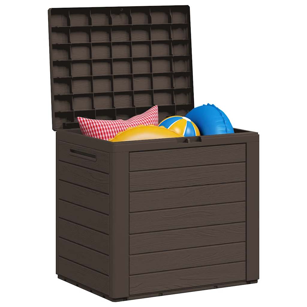 vidaXL Caixa arrumação p/ jardim 58,5x46x55 cm polipropileno castanho