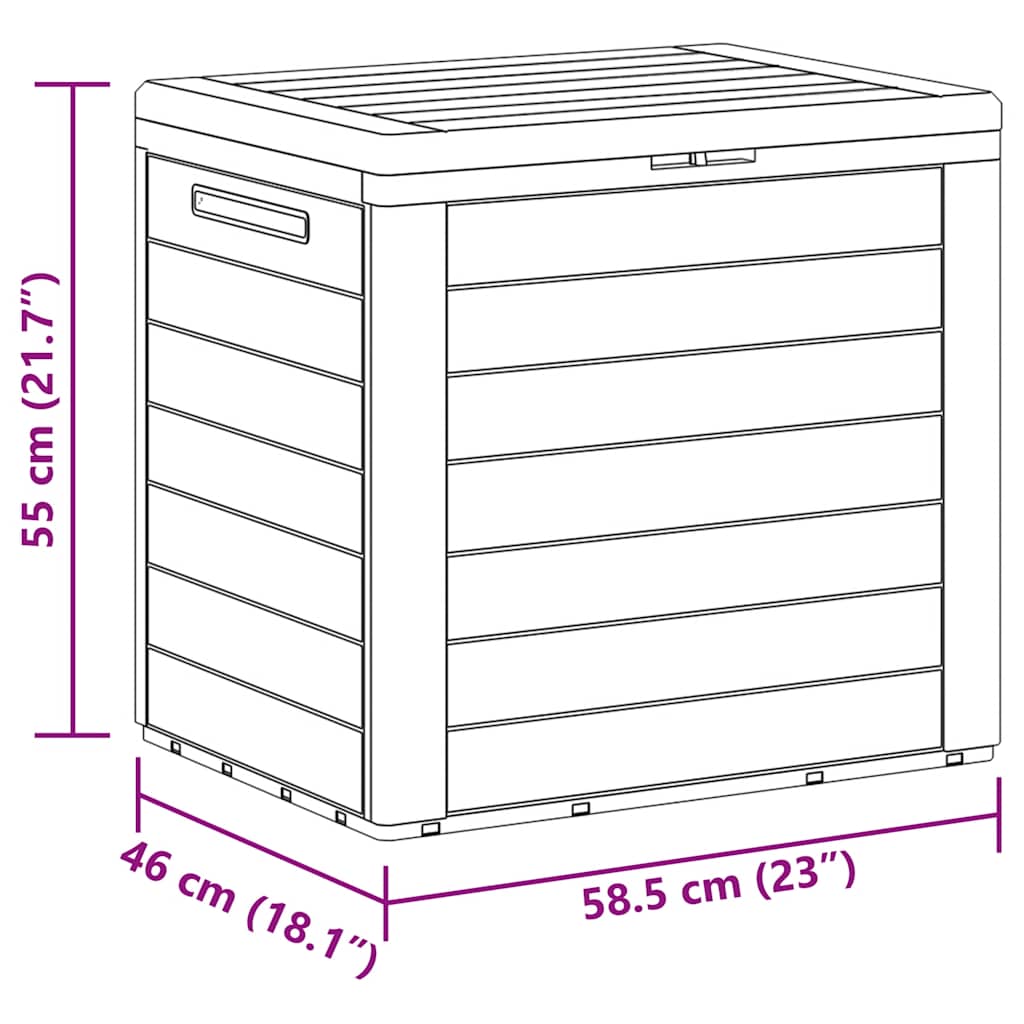vidaXL Caixa arrumação p/ jardim 58,5x46x55 cm polipropileno castanho