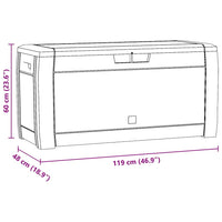 vidaXL Caixa de arrumação p/ jardim 119x48x60cm polipropileno castanho