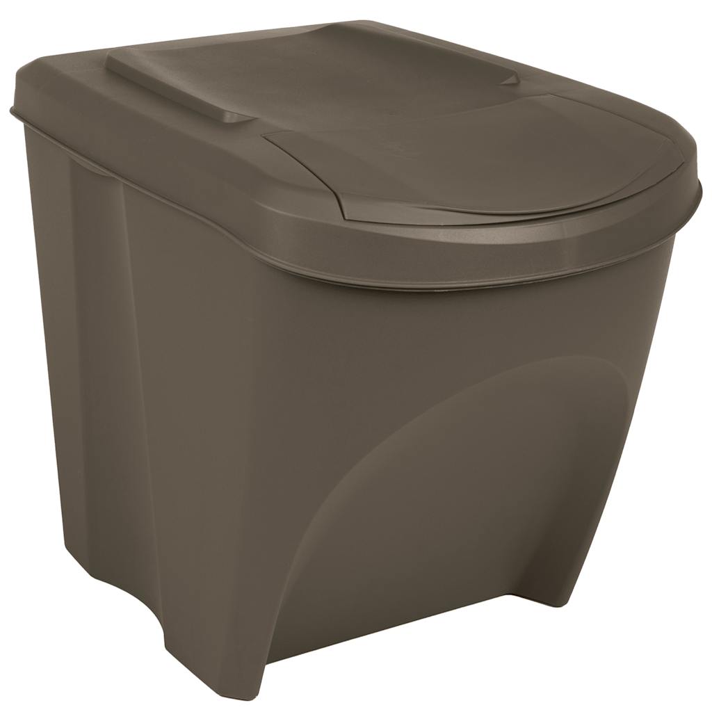 vidaXL Caixotes do lixo empilháveis 3 pcs 75 L polipropileno cinzento
