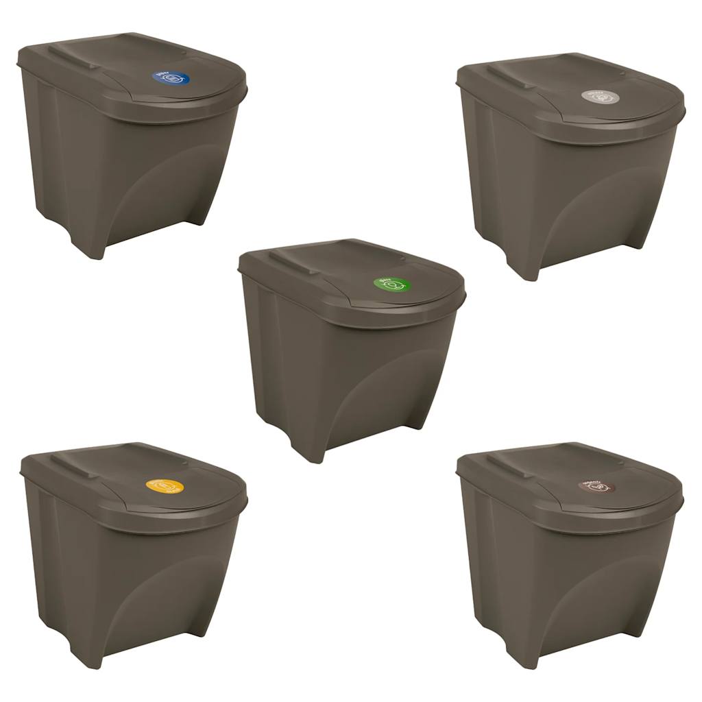 vidaXL Caixotes do lixo empilháveis 3 pcs 75 L polipropileno cinzento