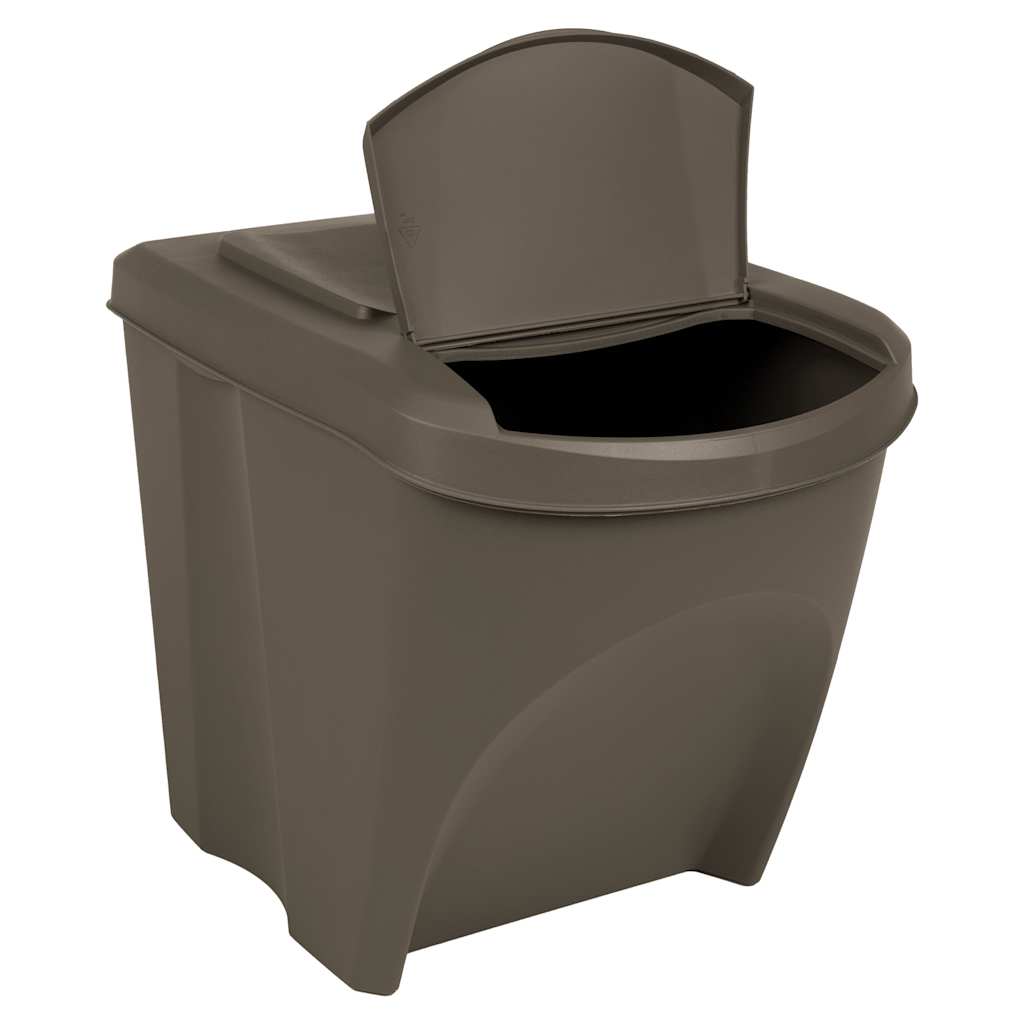 vidaXL Caixotes do lixo empilháveis 3 pcs 75 L polipropileno cinzento