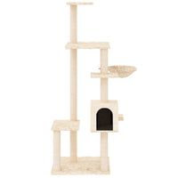 vidaXL Árvore para gatos c/ postes arranhadores sisal 142 cm cor creme