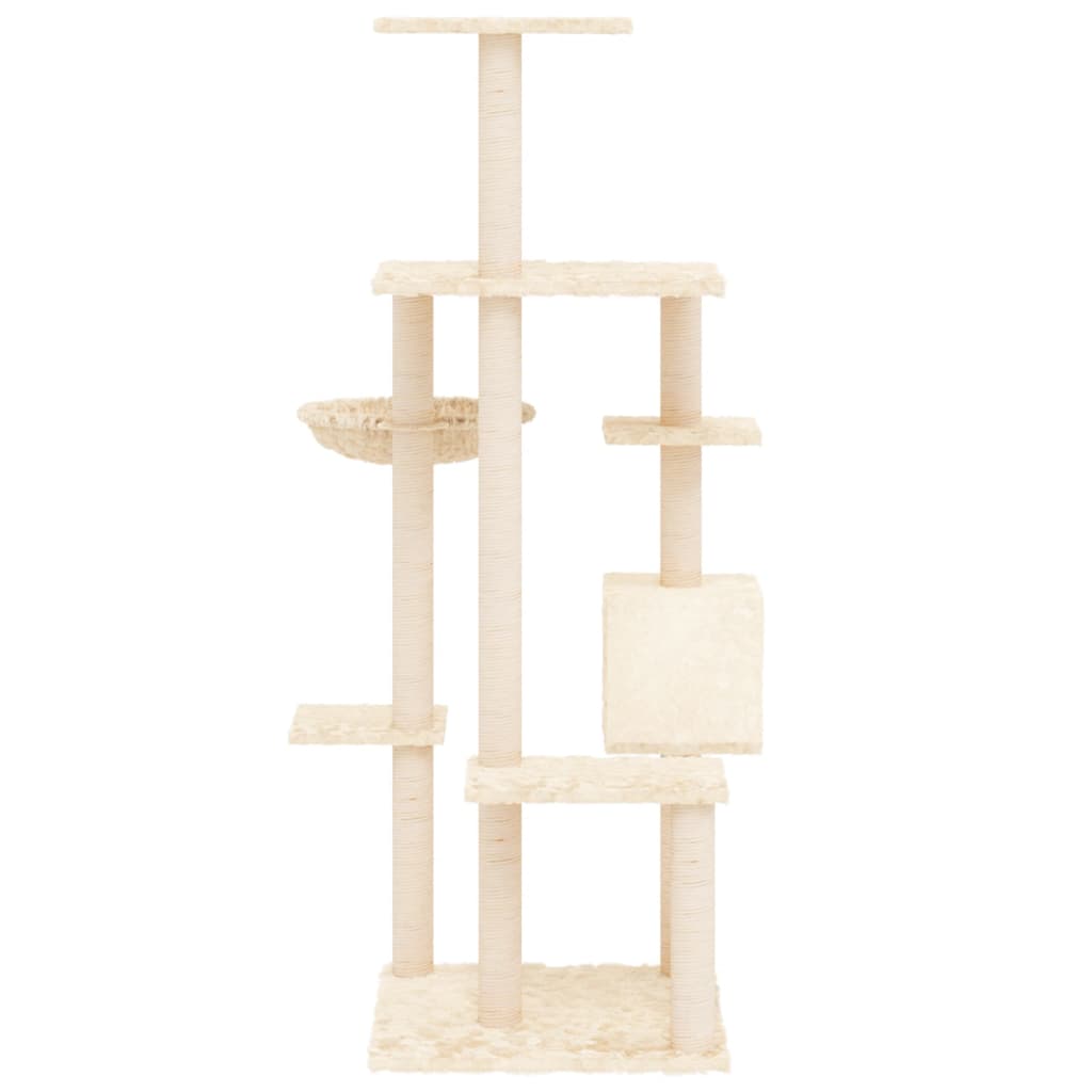 vidaXL Árvore para gatos c/ postes arranhadores sisal 142 cm cor creme