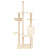 vidaXL Árvore para gatos c/ postes arranhadores sisal 142 cm cor creme