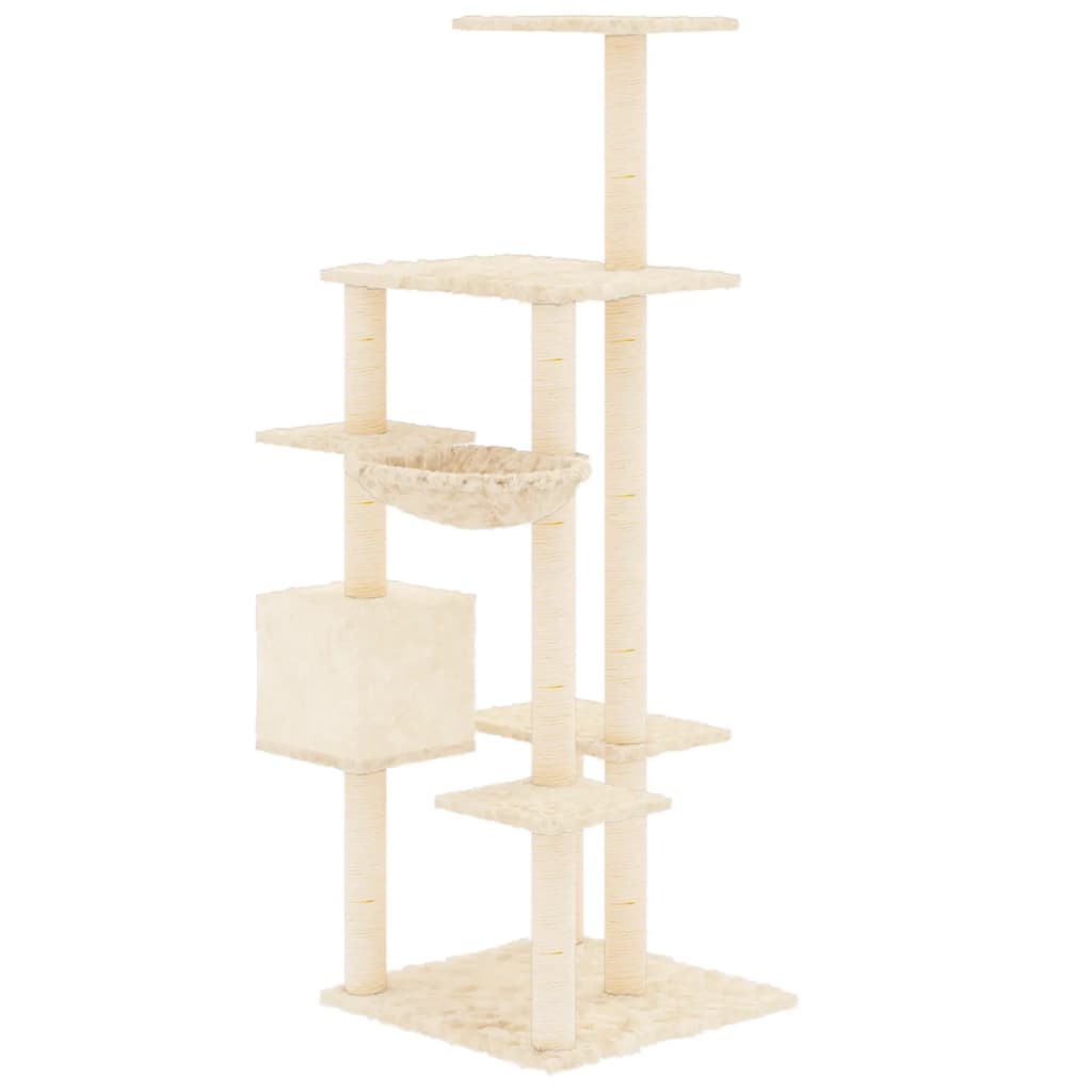 vidaXL Árvore para gatos c/ postes arranhadores sisal 142 cm cor creme