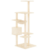 vidaXL Árvore para gatos c/ postes arranhadores sisal 142 cm cor creme