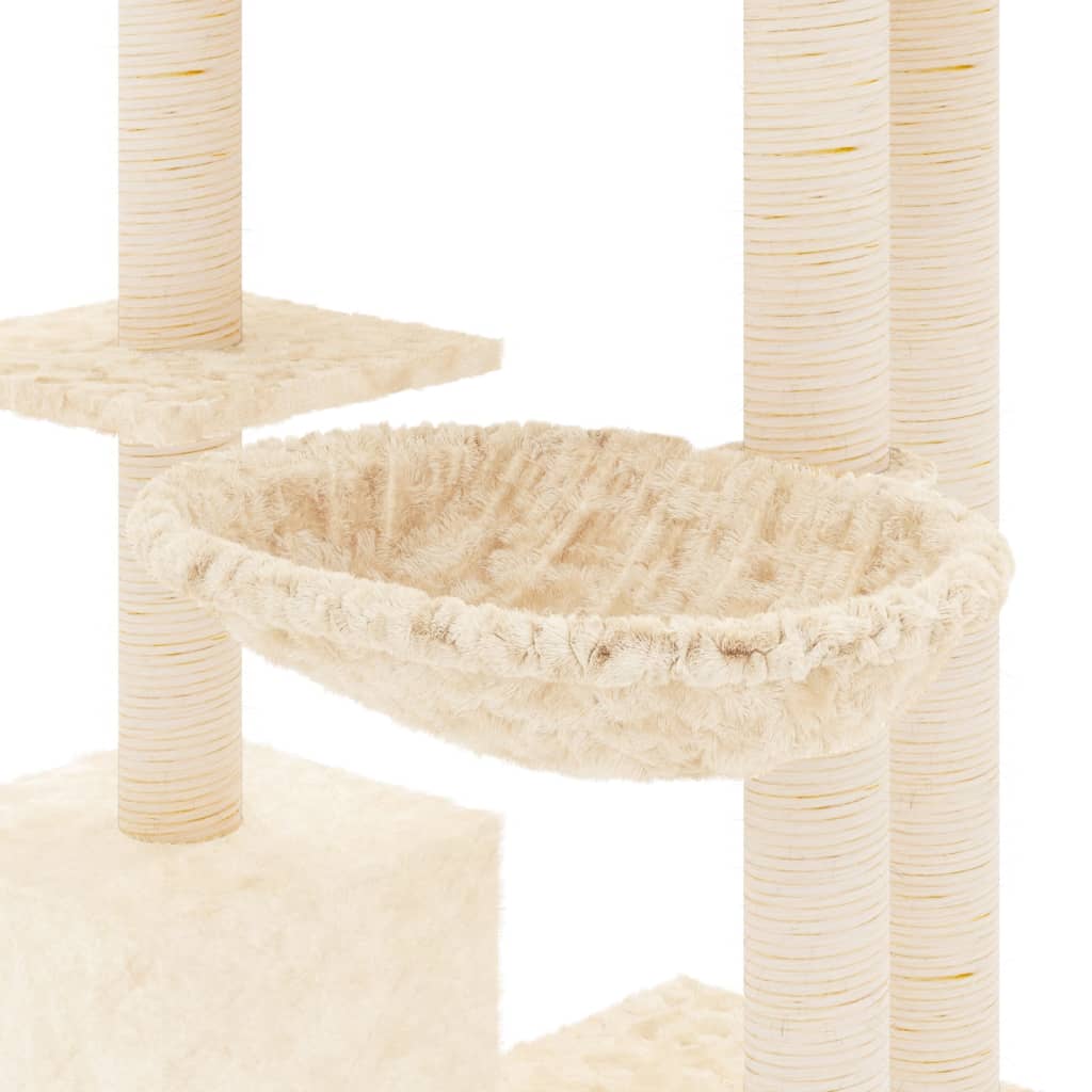 vidaXL Árvore para gatos c/ postes arranhadores sisal 142 cm cor creme