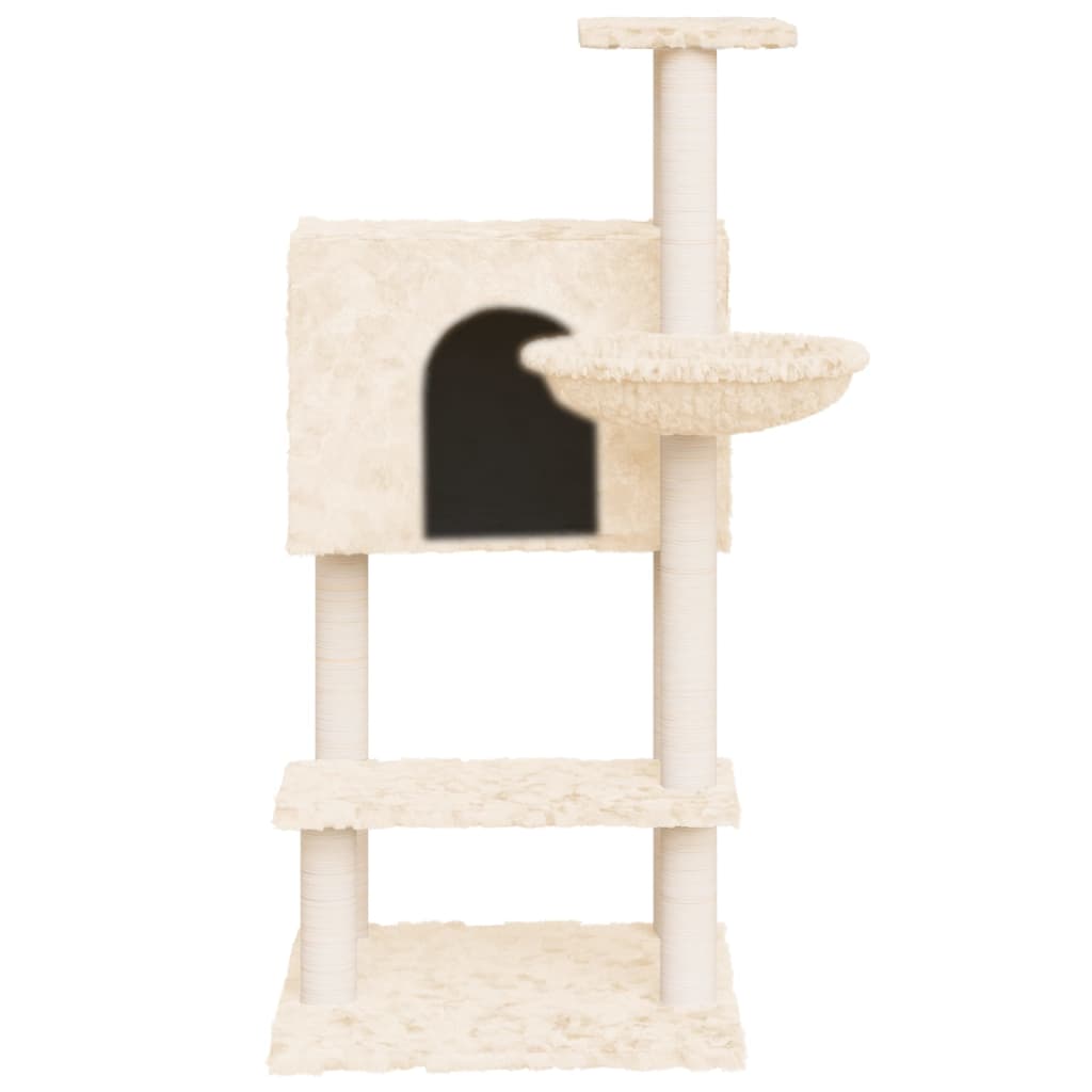 vidaXL Árvore p/ gatos c/ postes arranhadores sisal 108,5 cm cor creme
